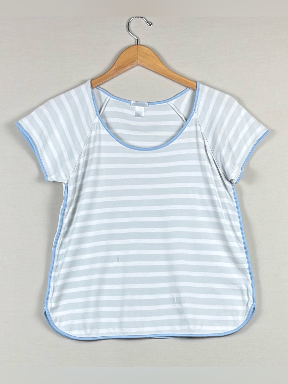 LAKE Pajamas 100% Pima Cotton Blue White Stripe Short Sleeve Sleep Top